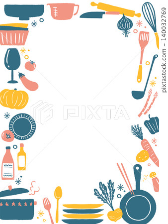帶有廚房用品插圖的相框 帶有廚房用品插圖的相框 140032769