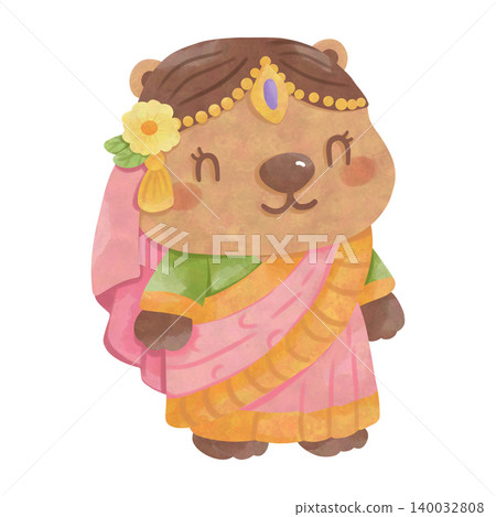 Gudi Padwa Watercolor Clipart Bundle, Indian Festival Illustration Set, Traditional Marathi New Year PNG 140032808