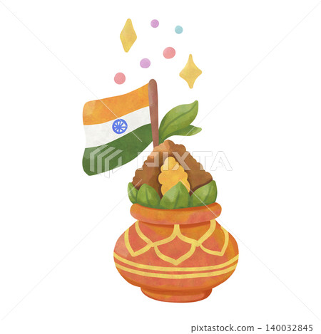 Gudi Padwa Watercolor Clipart Bundle, Indian Festival Illustration Set, Traditional Marathi New Year PNG 140032845