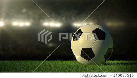 Soccer ball in stadium at night 140033516