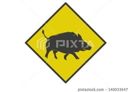 Wild boar warning sign style illustration | Wild animal sign 140033647