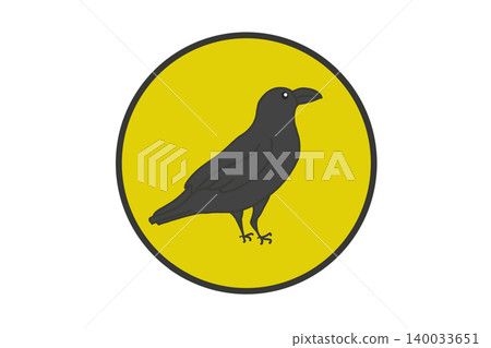 Crow icon-style illustration | Wild bird symbol material 140033651