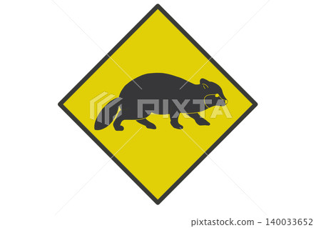 Raccoon warning sign style illustration | Wild animal sign Raccoon warning sign style illustration | Wild animal sign 140033652