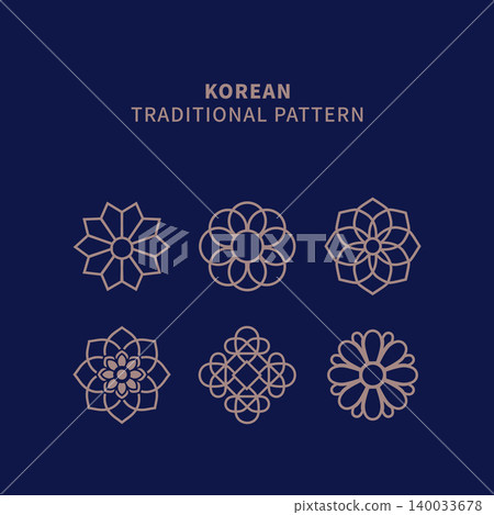 Korean Traditional Geometric Floral Pattern Line Art Vector Set Korean Traditional Geometric Floral Pattern Line Art Vector Set 140033678