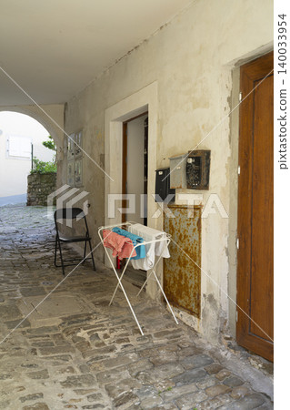 a cobblestone alleyway in Piran Slovenia a cobblestone alleyway in Piran Slovenia 140033954