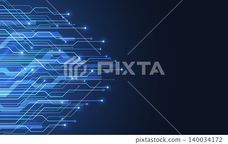Abstract blue futuristic technology circuit board background with copy space. Digital data highway electronic line connection communication concept. Abstract blue futuristic technology circuit board background with copy space. Digital data highway electronic line connection communication concept. 140034172