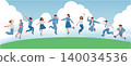 People jumping on the ground 140034536