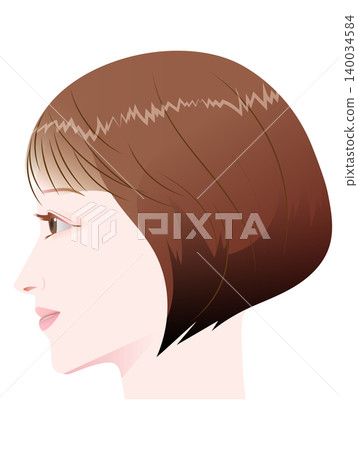 Profile of a woman with short bob hair Profile of a woman with short bob hair 140034584