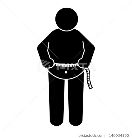 Silhouette of an obese person measuring their waist with a measuring tape - Metabolic syndrome Silhouette of an obese person measuring their waist with a measuring tape - Metabolic syndrome 140034590