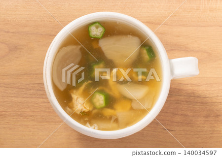 Okra, turnip, and egg soup Okra, turnip, and egg soup 140034597