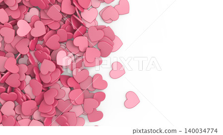 A 3D graphic of pink hearts covering a white background. A 3D graphic of pink hearts covering a white background. 140034774