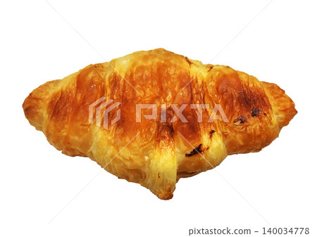 A crispy and delicious-looking croissant cutout, white background, reverse side. A crispy and delicious-looking croissant cutout, white background, reverse side. 140034778