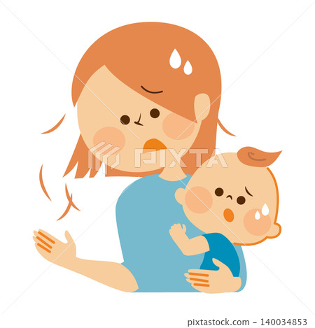Female hair thinning and hair loss after childbirth - illustrative image material Female hair thinning and hair loss after childbirth - illustrative image material 140034853