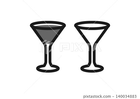 Cocktail glass line art icon set 140034883