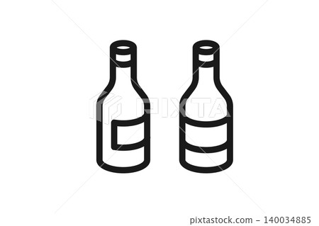 葡萄酒瓶及瓶子線條藝術圖示集(2種類型) 葡萄酒瓶及瓶子線條藝術圖示集(2種類型) 140034885