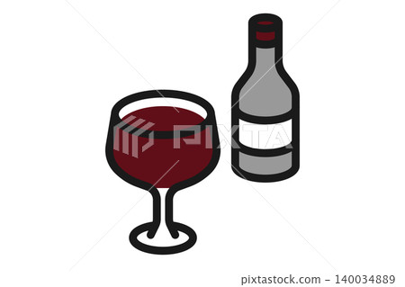 葡萄酒瓶與葡萄酒杯線條藝術圖示集 葡萄酒瓶與葡萄酒杯線條藝術圖示集 140034889