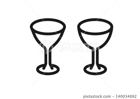 Liqueur glass line art icon set (2 types) Liqueur glass line art icon set (2 types) 140034892