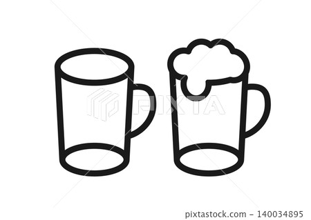 Beer and mug line art icon set Beer and mug line art icon set 140034895