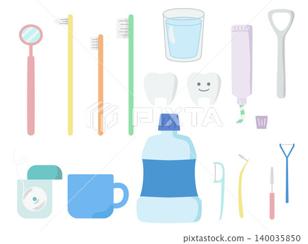 A set of simple and cute illustrations of oral care products. A set of simple and cute illustrations of oral care products. 140035850