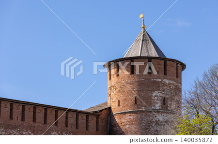 Round brick tower of the Nizhny Novgorod Kremlin Round brick tower of the Nizhny Novgorod Kremlin 140035872