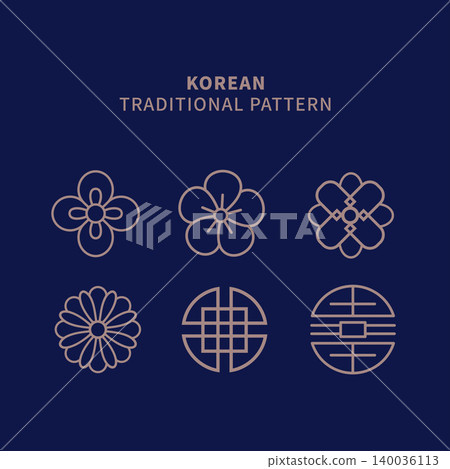 Korean Traditional Pattern Icon Set in Minimalist Line Art Korean Traditional Pattern Icon Set in Minimalist Line Art 140036113