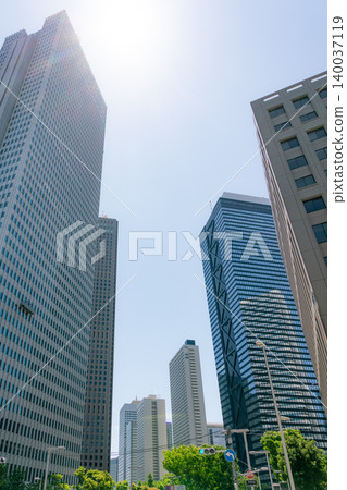 Tokyo: Japanese Urban Landscape - A business district in spring with towering skyscrapers (May 2026) 140037119