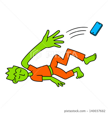 Cartoon Man Dropping Phone 140037682