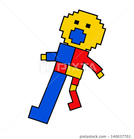 Pixelated Figure with Primary Colors Pixelated Figure with Primary Colors 140037701