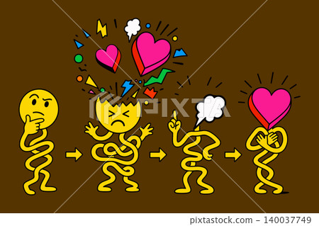 Emotional Transformation Cartoon Emotional Transformation Cartoon 140037749