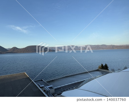 Hokkaido, Lake Toya, hot springs, mountains, scenery, sunset, winter Hokkaido, Lake Toya, hot springs, mountains, scenery, sunset, winter 140037760