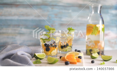 Summer healthy cocktails of citrus infused waters Summer healthy cocktails of citrus infused waters 140037866