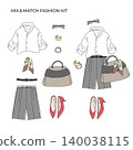 A set of illustrations for outfit coordination (adult casual, elegant, women's fashion) A set of illustrations for outfit coordination (adult casual, elegant, women's fashion) 140038115