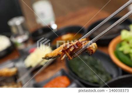 Traditional Korean Style BBQ Grilled Freshwater Eel Traditional Korean Style BBQ Grilled Freshwater Eel 140038373