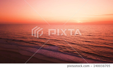 Aerial view of beach at sunset Aerial view of beach at sunset 140038705