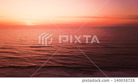 Aerial view of beach at sunset Aerial view of beach at sunset 140038728