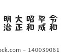 Illustration set of Japanese era names: Meiji, Taisho, Showa, Heisei, and Reiwa 140039061