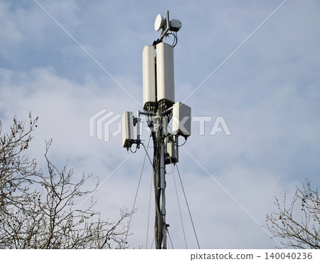 Inspection narrative highlighting resilient rural telecommunications tower amidst stormy sky 140040236