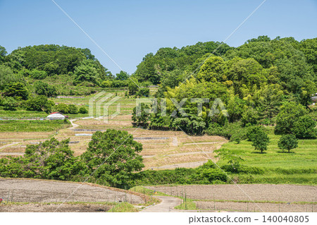Terraced rice fields of Asuka, Asuka Village, Nara Prefecture Terraced rice fields of Asuka, Asuka Village, Nara Prefecture 140040805