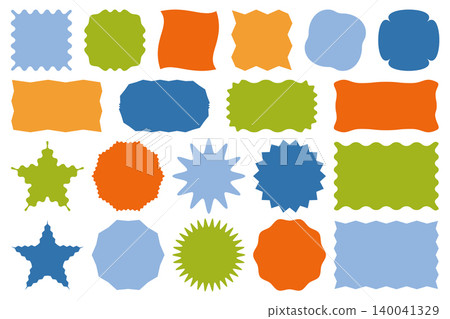 Collection of colorful abstract shapes, labels, badges and speech bubbles isolated on white background. These versatile graphic design elements are perfect for creating unique sale tags and icons. Collection of colorful abstract shapes, labels, badges and speech bubbles isolated on white background. These versatile graphic design elements are perfect for creating unique sale tags and icons. 140041329