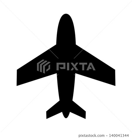 Black airplane silhouette icon isolated on white background. Black airplane silhouette icon isolated on white background. 140041344