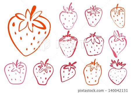 Set features colorful sketch strawberries isolated on a white. Set features colorful sketch strawberries isolated on a white. 140042131