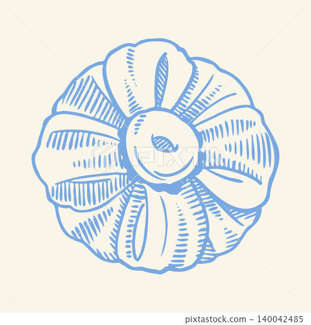 Vintage Sweet Brioche Bun Engraving Style Design Element Top View Vintage Sweet Brioche Bun Engraving Style Design Element Top View 140042485