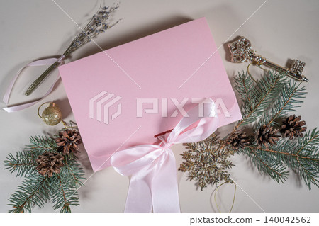 Beautiful gift pink cardboard box stars Christmas balls on beige background top view Flat lay. New Year presents Festive decorations 2024 celebration. Merry Christmas Happy Holidays card Beautiful gift pink cardboard box stars Christmas balls on beige background top view Flat lay. New Year presents Festive decorations 2024 celebration. Merry Christmas Happy Holidays card 140042562