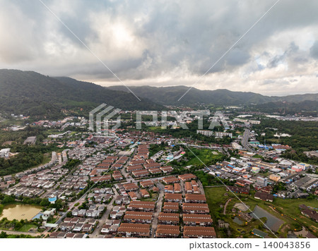 Aerial view village in Phuket Thailand nature background Aerial view village in Phuket Thailand nature background 140043856