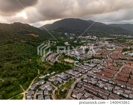 Aerial view village in Phuket Thailand nature background Aerial view village in Phuket Thailand nature background 140043861