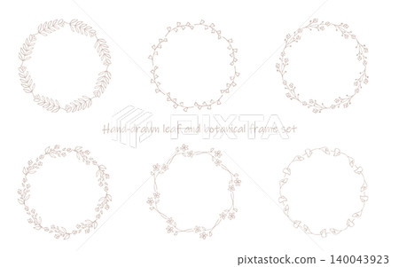 Sepia hand drawn botanical frames set. Sepia hand drawn botanical frames set. 140043923