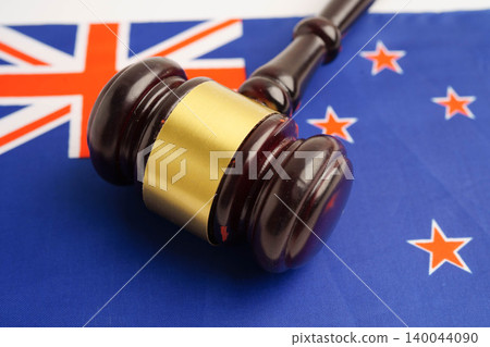 New Zealand flag with black stethoscope, Business and finance concept. 140044090