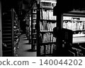 The bookshelves of an empty library 140044202