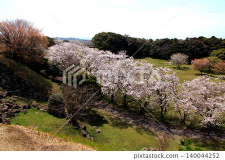 View from the main keep (castle tower base) of Nagoya Castle Ruins, a historical tourist attraction in Saga Prefecture. View from the main keep (castle tower base) of Nagoya Castle Ruins, a historical tourist attraction in Saga Prefecture. 140044252