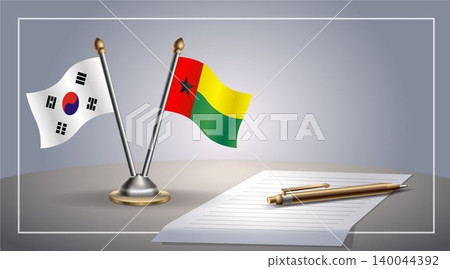 Small national flag of South Korea and Guinea Bissau flag Relation, Template Vector Illustration Small national flag of South Korea and Guinea Bissau flag Relation, Template Vector Illustration 140044392